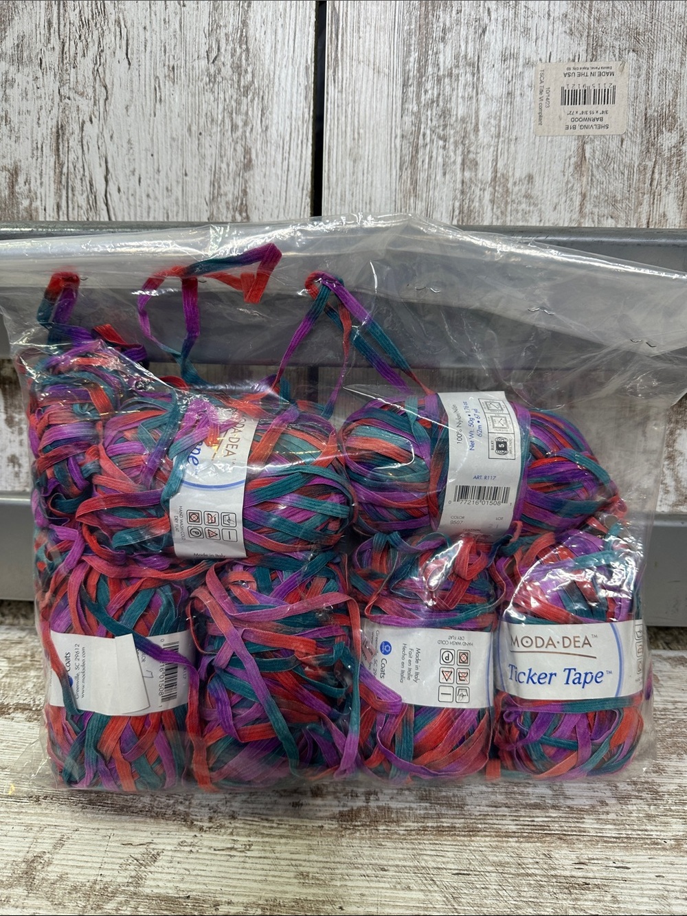 MODA•DEA Ticker Tape Multicolor Yarn - Teal, Purple & Coral